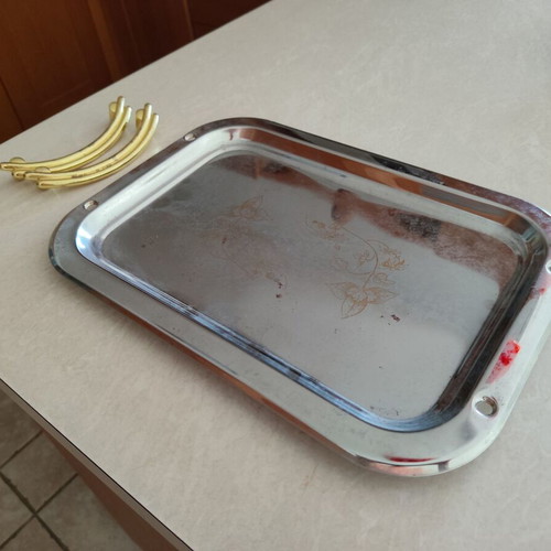 Serving trays, set of 2, chrome plated, different sizes