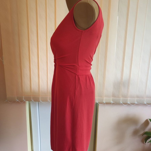 Weekend Max Mara Red Lyocell Midi V-Neck Dress, Size XS