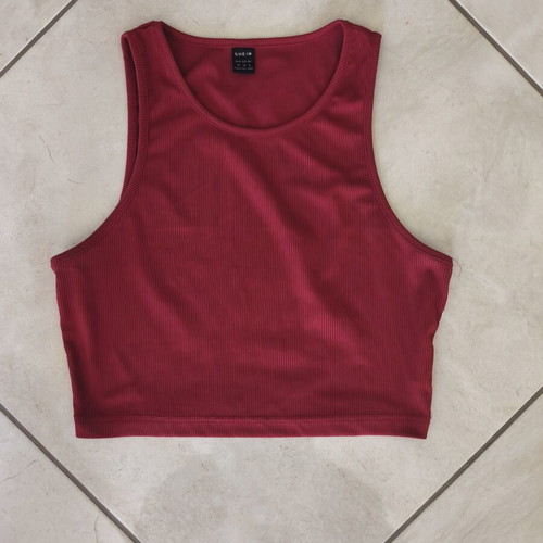 Shein Ribbed Crop Top Burgundy size M like new