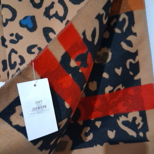 Scarf shawl new, black and beige, 67x180