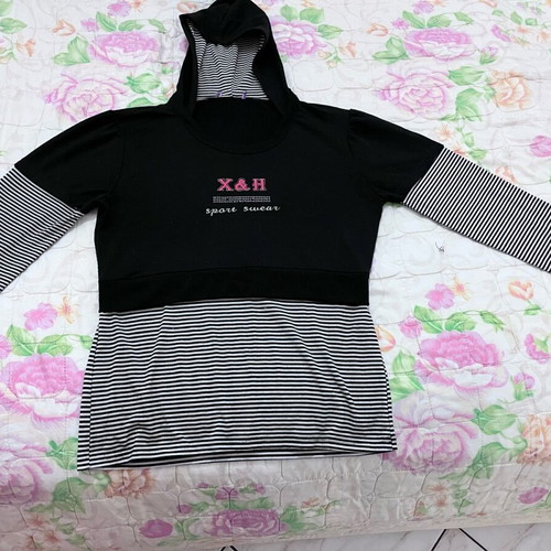 Hoodie black with white stripes like new