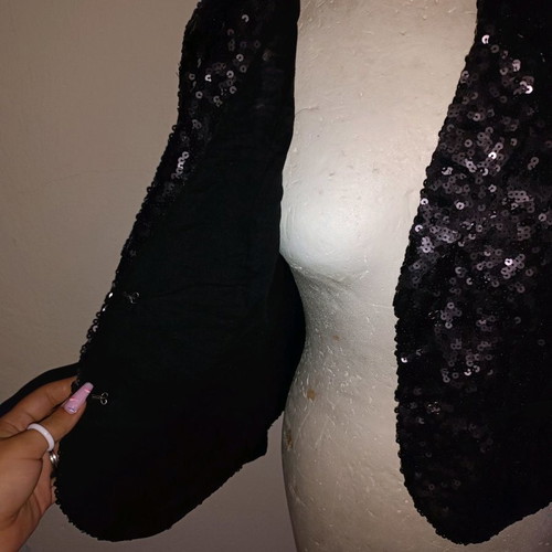 Black sequin jacket like new, size L