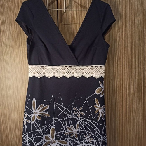 Short dress M/L like new, blue with white lace and patterns