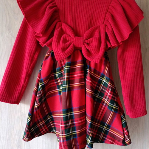 Red checked dress new for 2 years with rib knit top
