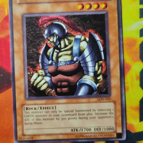 The Rock Spirit Yu-Gi-Oh! card used, American version 2002