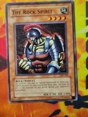 The Rock Spirit Yu-Gi-Oh! card used, American version 2002