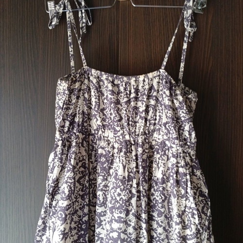 Cotton women's dress new, white and purple, size L