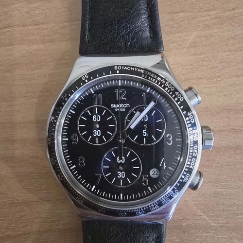 Swiss watch like new, men's, black and beige
