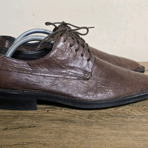 Emporio Armani men's shoes used, brown leather, size 42