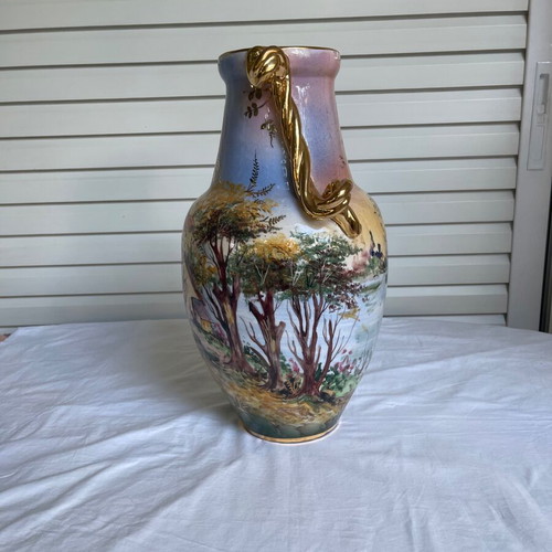 Italian porcelain vase antique used, hand-painted