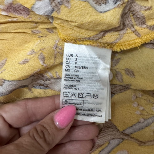 H&M X Johanna Ortiz Yellow Floral Parrot Ruffle Maxi Dress Size S Viscose