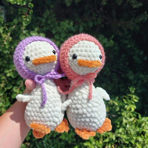 Handmade crocheted goose with hat made to order