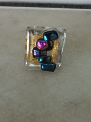 Steel ring with iridescent design like new, unique jewelry