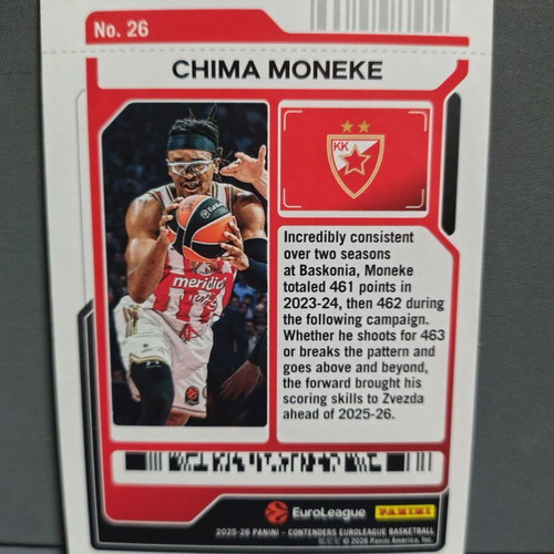 Panini Contenders EuroLeague 2025-26 Game Ticket #26 Chima Moneke like new