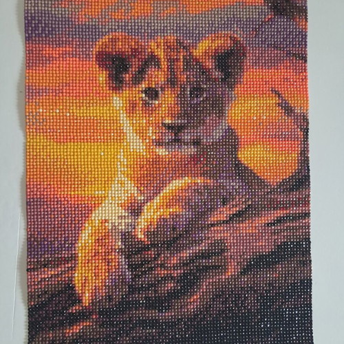 Diamond Art lion cub at sunset picture