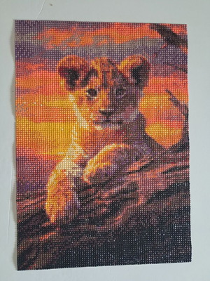 Diamond Art lion cub at sunset picture