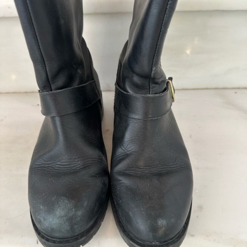 Zara black low leather ankle boots used, size 37