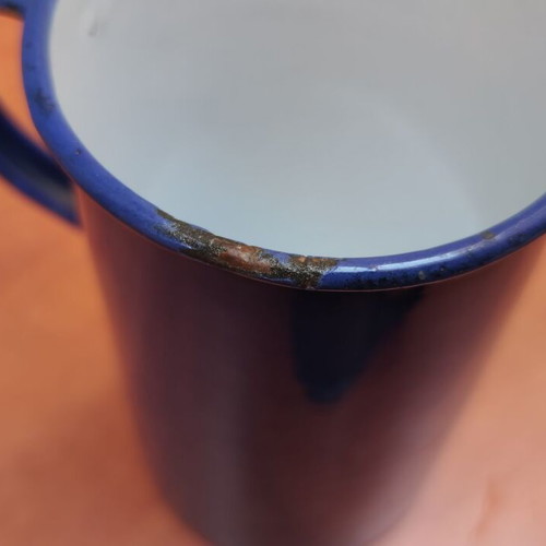 Pair of vintage enamel wine measures, authentic 1950-70