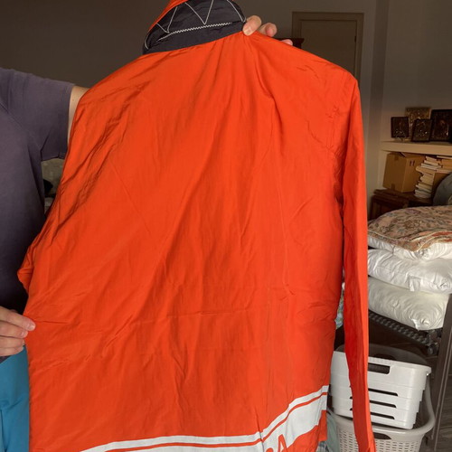 Nautica waterproof orange jacket with reflective lines