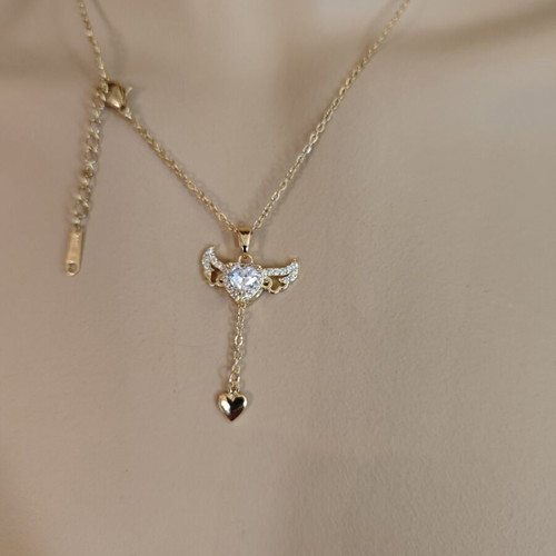 Angel Wings Necklace new, stainless steel, gold color