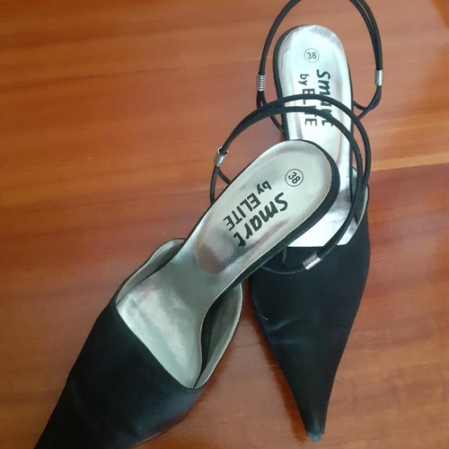 Black satin evening pumps used size 38