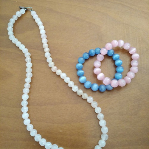 Pink Bijou Necklace used with bracelets