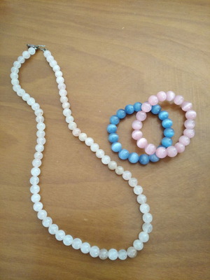 Pink Bijou Necklace used with bracelets