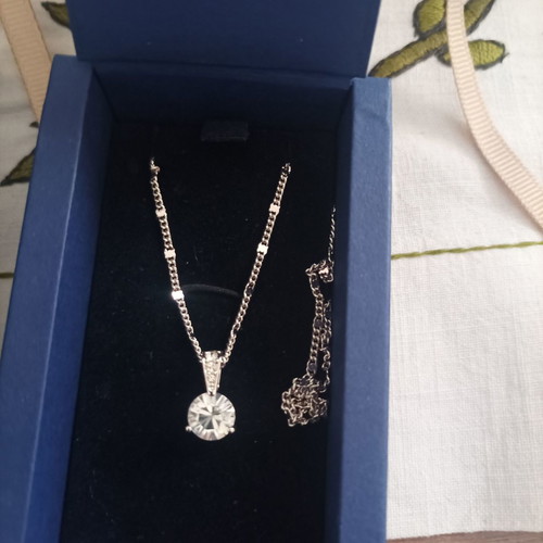 Swarovski Σετ Μενταγιόν και Σκουλαρίκια Καρφάκια Καινούργιο Λευκή Στρογγυλή Πέτρα