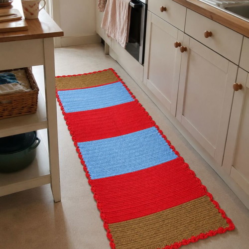 Handmade knitted rug runner 145×60 cm vintage boho used