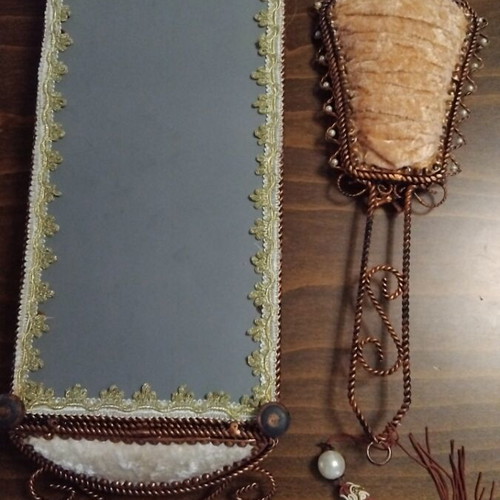 Vintage boudoir set mirror and perfume tray Victorian style like new