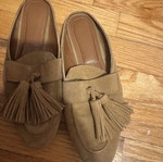 Zara suede mules with tassels, tan color, size 37