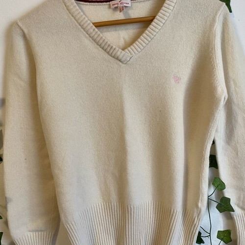 Daniel Hechter sweater used, 100% wool, beige with pink detail