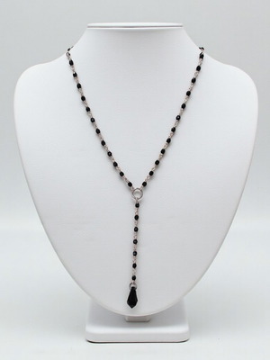 Χειροποίητο ροζάριο με μαύρα κρύσταλλα και γραβάτα, καινούργιο