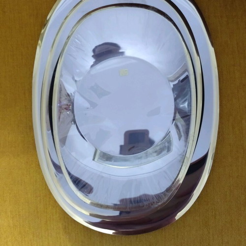 Stainless steel platters with 24k gold, set of three, new