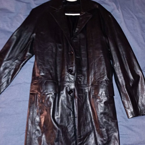 Ricano men's leather coat new, black semi-glossy, size M/L