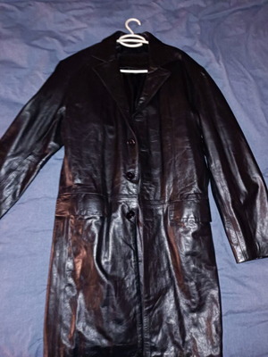 Ricano men's leather coat new, black semi-glossy, size M/L