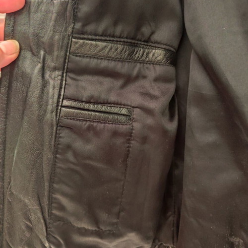 Vintage Iso leather motorcycle jacket used, size medium, black and white