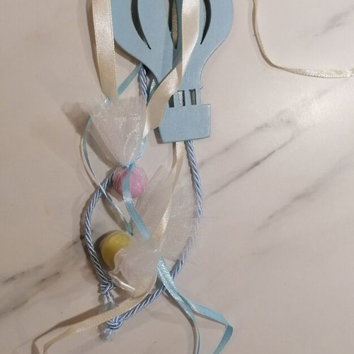 Wooden Baptism Favours Hot Air Balloon Blue, new, pack of 35
