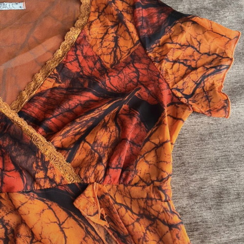Orange blouse like new, mosquito net fabric, size XL