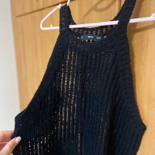 Mango sleeveless knitted black top