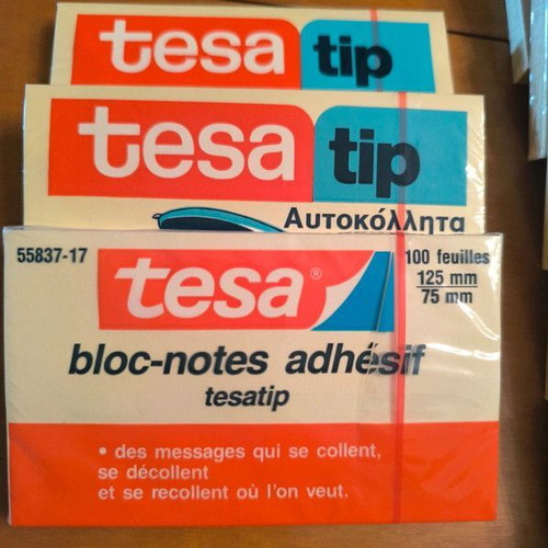 Office supplies new with sticky notes, erasers and sharpeners