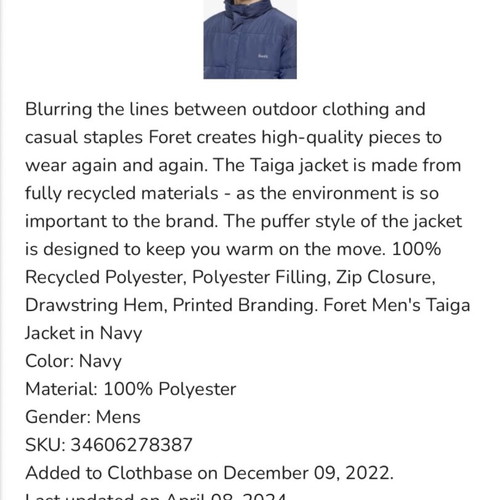 Foret Taiga Jacket men's winter used, size L, blue