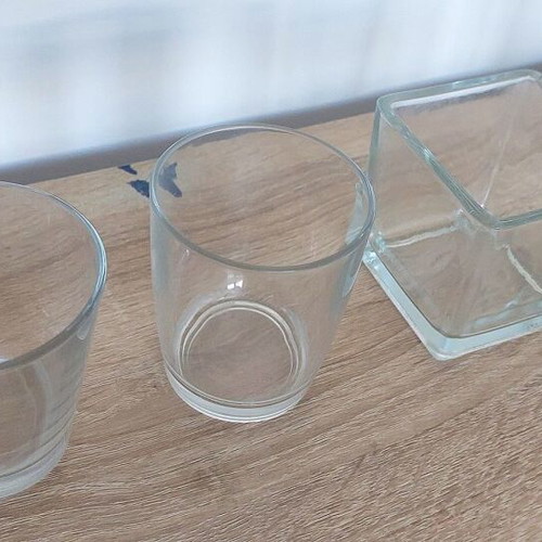 Set of 7 glass jars, large and small