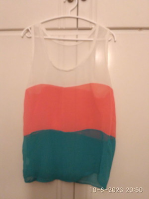 Transparent tricolor sleeveless blouse used, 100% Polyrese