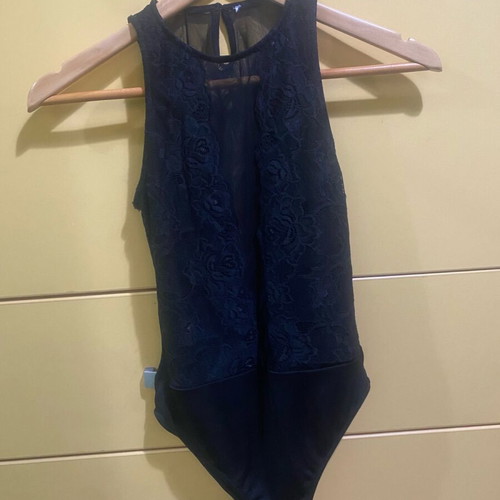 Bodysuit with lace and transparency Pull & Bear like new, black, XS