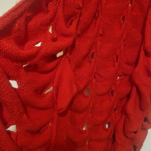 Red cardigan new, one size with unique design