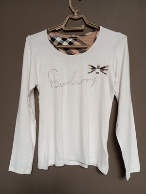 Women's White Long-Sleeve Blouse with Checked Details like new