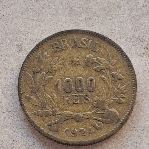 1000 Reis coin used, 1924 Brazil old currency