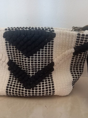 Handmade cotton wrist bag black and white, new