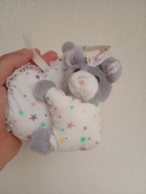 Stuffed toy with heart pillow like new, with hanger